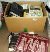 A box of books mainly on Elizabethan life