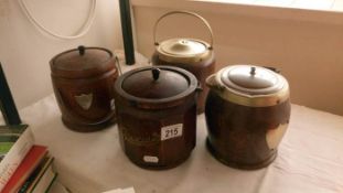 4 wooden biscuit barrels