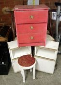 2 Lloyd Loom style bedsides, 3 drawer upholstered bedside etc