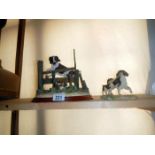 A country artists Springer Spaniel & Rabbit on base and Springer Spaniel & pup