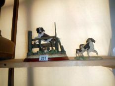 A country artists Springer Spaniel & Rabbit on base and Springer Spaniel & pup