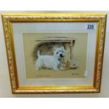 A signed limited edition lithograph of a West Highland terrier by Gill Evans