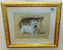 A signed limited edition lithograph of a West Highland terrier by Gill Evans