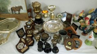 A large quantity of pigeon fanciers awards & trophies