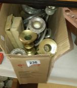 A quantity of metalware & candlesticks