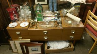 A large quantity of glassware, pottery, pictures, etc