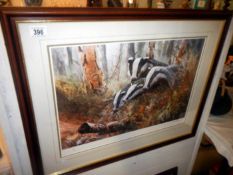 A signed limited edition print of Badgers by Dorothea Burton Hyde