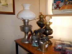 3 oil lamps (incomplete) and 2 blow lamps