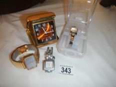 3 watches & a travel clock