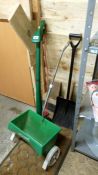 A lawn seed spreader strimmer etc