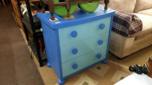 A good quality heavy childrens blue 3 drawer chest & 2 Ikea wall units