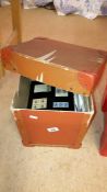 A box of stamp catalogues etc