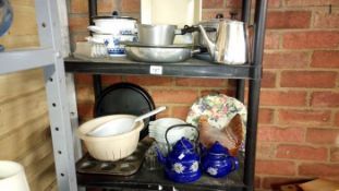 2 shelves of kitchen items