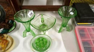 A pair of deco vases, deco dish etc