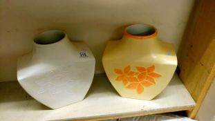 2 Modern art pottery vases signed AR