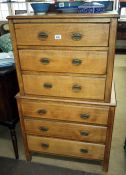 3 over 3 oak chest of drawers