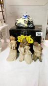 3 willow tree figurines & a boxed speed freaks Ford Anglia - Anger Box