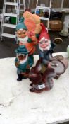 3 plastic gnomes etc