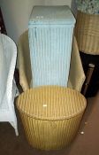 A Lloyd loom chair & 2 linen bins