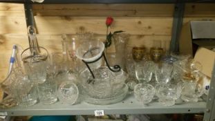 A shelf of glassware