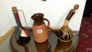 A wine carafe, jug & bottle