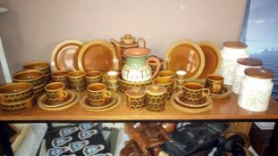 A Hornsea tea set, 3 Hornsea storage jars & a pottery jug