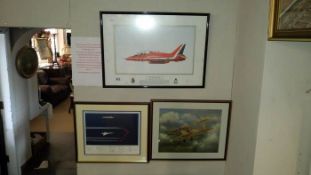 3 framed & glazed prints including 1 signed by the Red Arrows