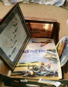 A quantity of framed & glazed R.A.F, WWII prints & ephemera etc.