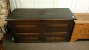 A large early oak Georgian mule chest