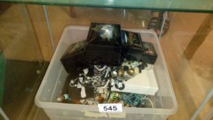 A large lot of costume jewellery & 4 stackable jewellery boxes