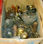 A box of miscellaneous items including lighting & brass etc.