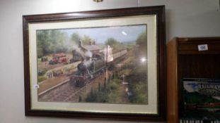 A framed & glazed print of a locomotive train