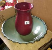 A large M&S vase & large corrugated bowl