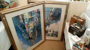 2 framed & glazed paintings