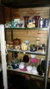 A quantity of miscellaneous including vases & light shades etc.