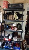 5 shelves of bags, hats, ties & boots etc.