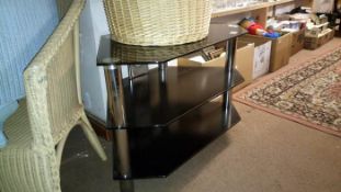 A glass TV stand