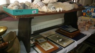 A hammered copper topped table