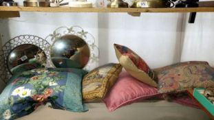 2 vintage mirrors & a collection of cushions