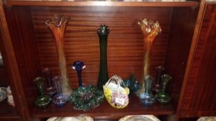 A quantity of art glass vases etc.