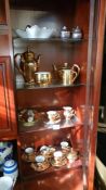2 gold coloured coffee sets etc.