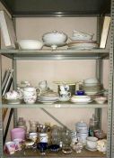 3 shelves of china & glass including plates etc.