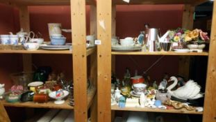 4 shelves of interesting miscellaneous china & glass etc.