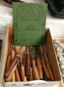 A box of chisels & a love spoon book