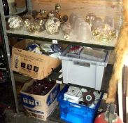 A quantity of light shades & electrical related items