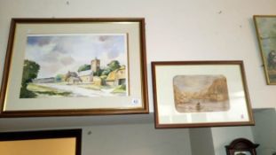 A framed & glazed print & 1 other