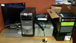 A HP Jet printer, Philips monitor, DVD player & scanner etc.