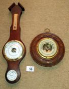 An Aneroid wall barometer & 1 other