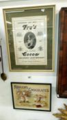2 framed and glazed chocolate advertisements