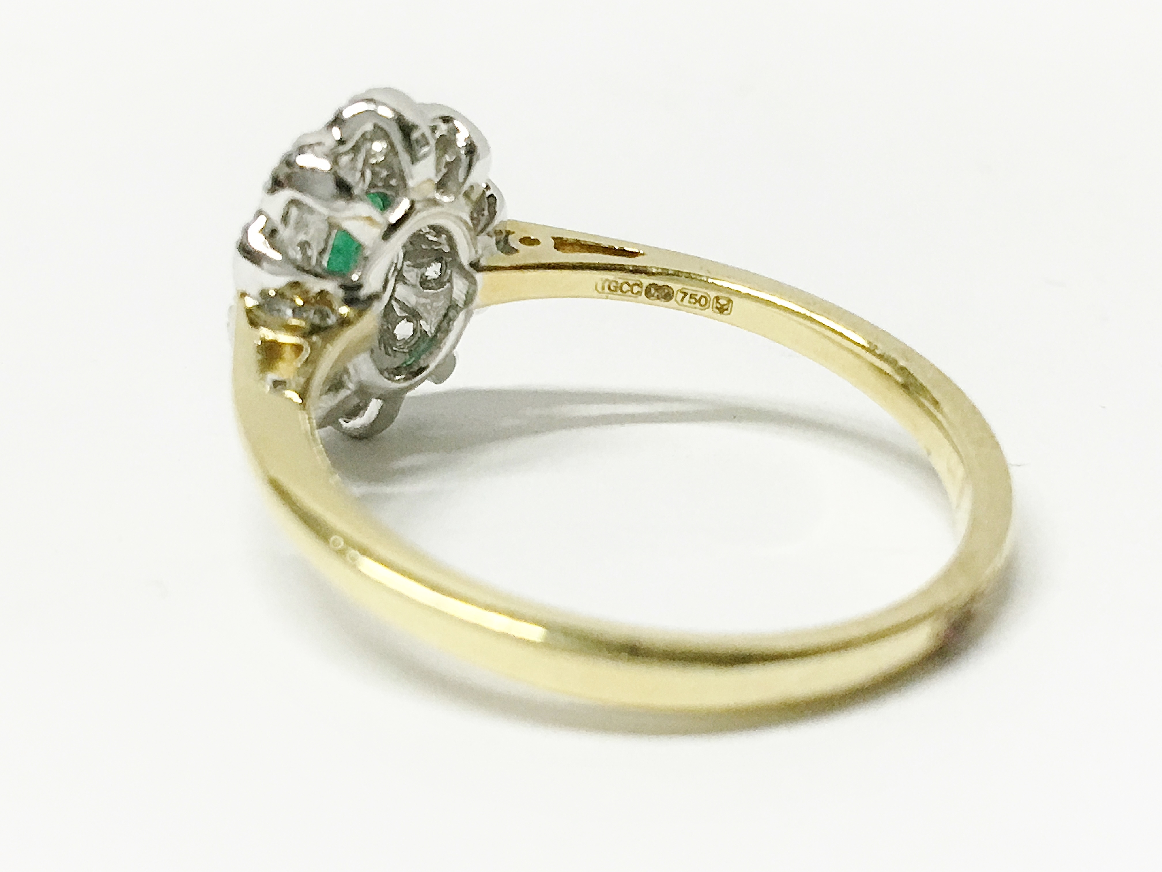 A high carat yellow gold emerald and diamond ring, - Image 3 of 3